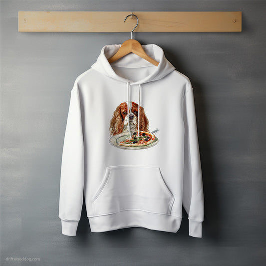 Cavalier King Charles Spaniel Staring at a Pizza Hoodie – Unisex Hoodie for Dog Lovers