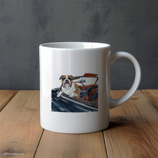 Bulldog Relaxing in a Classic Roadster Mug – Unique Dog Cups | Dog-Themed Mugs