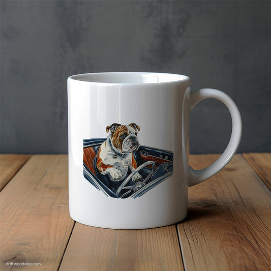 Bulldog Cruising in a Retro Convertible Mug – Unique Dog Cups | Dog-Themed Mugs