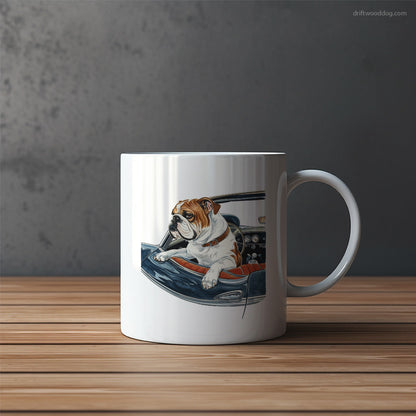 Bulldog Taking a Spin in a Classic Car Mug – Funny Dog Coffee Mugs | Quirky Canine Drinkware