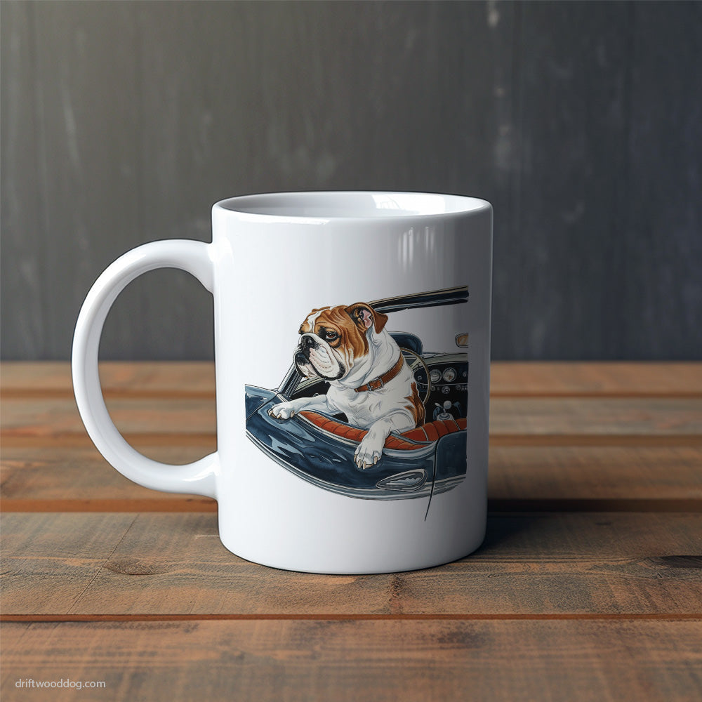 Bulldog Taking a Spin in a Classic Car Mug – Cute Dog-Themed Mugs | Perfect Gifts for Dog Lovers