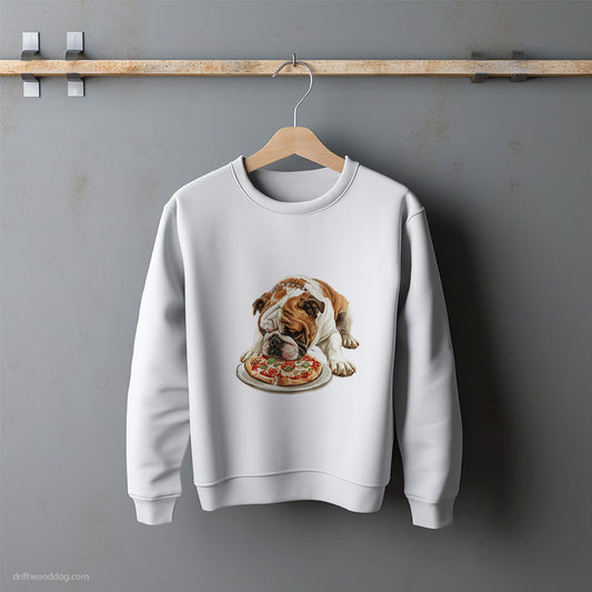 Bulldog Reaching for a Slice of Pizza Sweatshirt – Unisex Sweatshirt for Dog Lovers