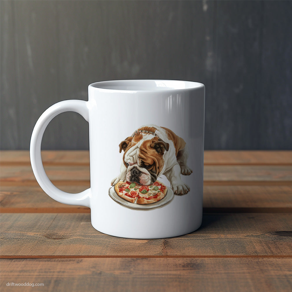 Bulldog Reaching for a Slice of Pizza Mug – Cute Dog-Themed Mugs | Perfect Gifts for Dog Lovers