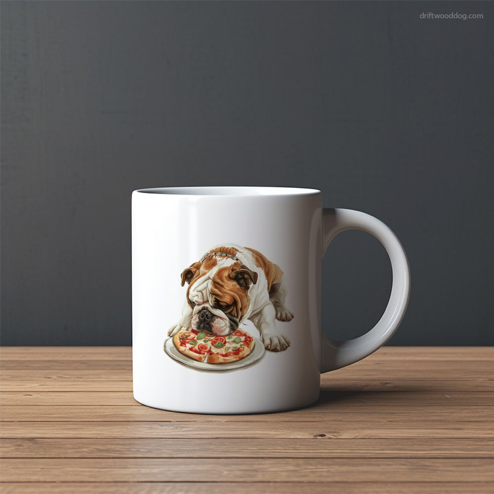 Bulldog Reaching for a Slice of Pizza Mug – Custom Dog Mugs | Personalized Pet Mugs