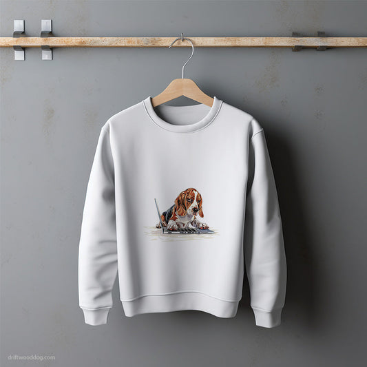 Beagle Browsing on a Laptop Sweatshirt – Unisex Sweatshirt for Dog Lovers