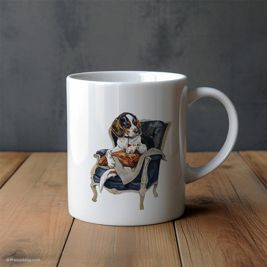 Beagle Sitting with a Blanket in a Chair Mug – Unique Dog Cups | Dog-Themed Mugs