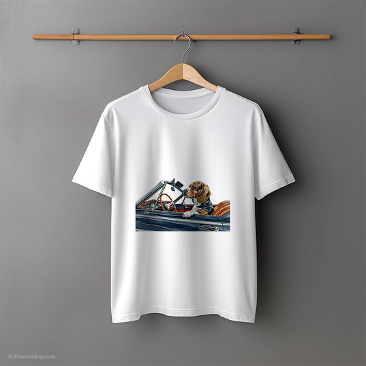 Beagle in a Vintage Roadster T-Shirt – Unisex Tee for Dog Lovers