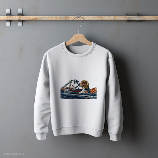 Beagle in a Vintage Roadster Sweatshirt – Unisex Sweatshirt for Dog Lovers