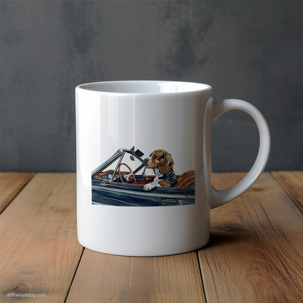 Beagle in a Vintage Roadster Mug – Unique Dog Cups | Dog-Themed Mugs