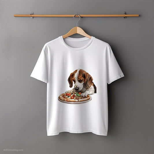 Beagle Looking at a Pizza with Hunger T-Shirt – Unisex Tee for Dog Lovers