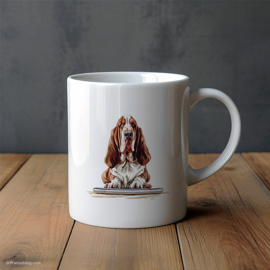 Basset Hound Ready to Work on a Laptop Mug – Unique Dog Cups | Dog-Themed Mugs