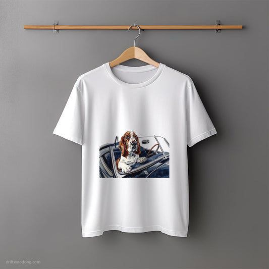 Basset Hound in a Classic Convertible T-Shirt – Unisex Tee for Dog Lovers