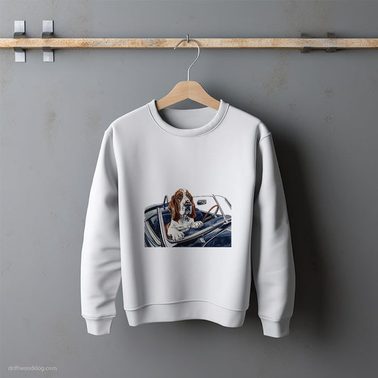 Basset Hound in a Classic Convertible Sweatshirt – Unisex Sweatshirt for Dog Lovers