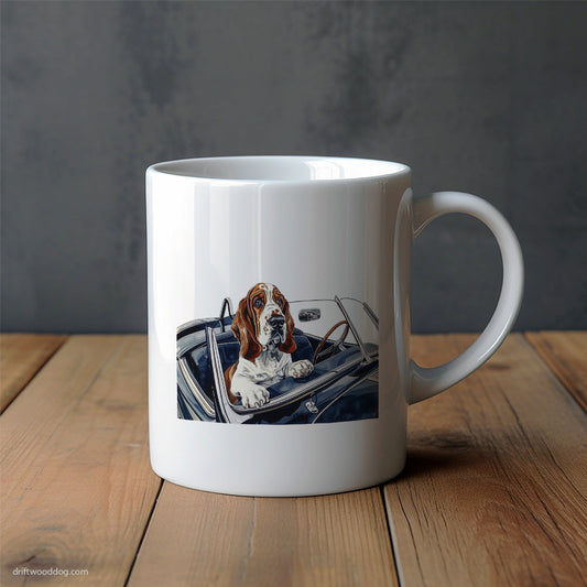 Basset Hound in a Classic Convertible Mug – Unique Dog Cups | Dog-Themed Mugs