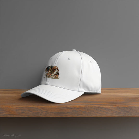 Basset Hound Sniffing a Pizza Hat – Unisex Hat for Dog Owners