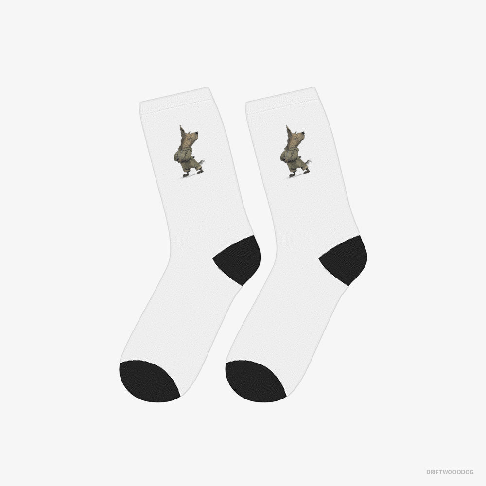 Yorkshire Terrier Socks – Unisex White Socks Classic – Hitting the Gym (on White Background)