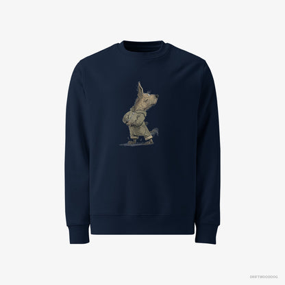 Yorkshire Terrier Sweatshirt – Men Navy Sweatshirt Classic – Hitting the Gym (on White Background)