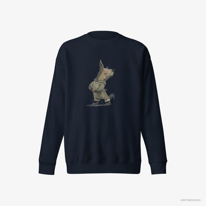 Yorkshire Terrier Sweatshirt – Men Navy Sweatshirt Eco-Friendly – Hitting the Gym (on White Background)