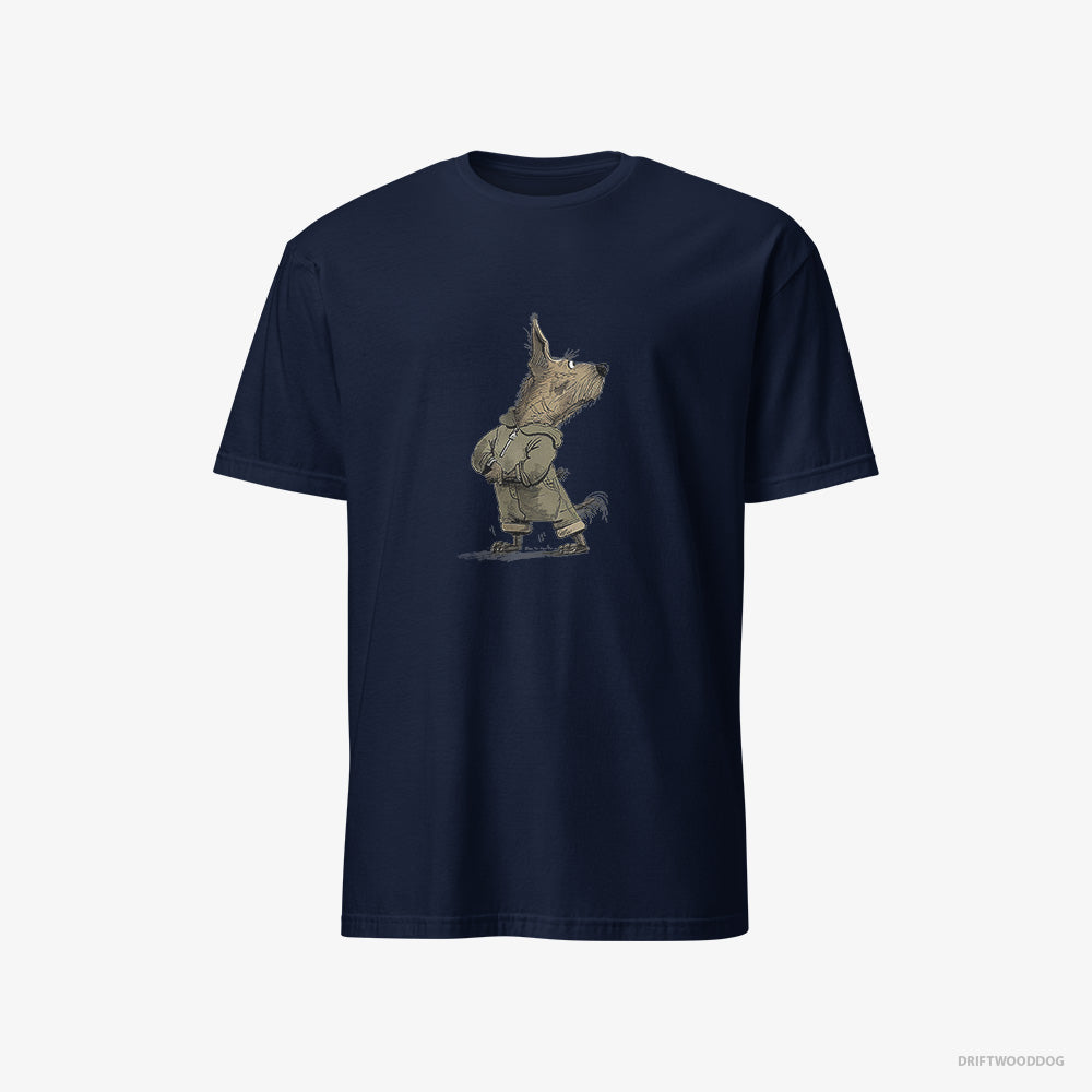 Yorkshire Terrier T-Shirt – Men Navy T-Shirt Classic – Hitting the Gym (on White Background)