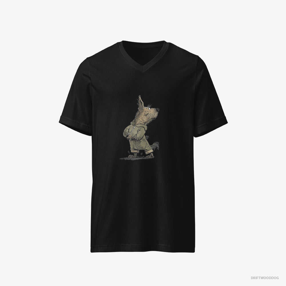 Yorkshire Terrier T-Shirt – Men Black T-Shirt V-Neck – Hitting the Gym (on White Background)