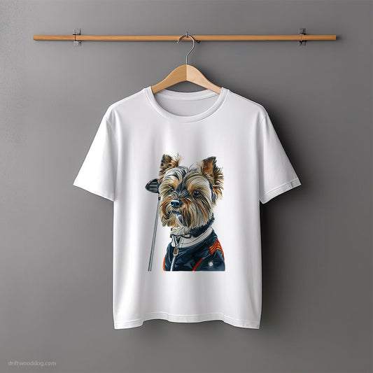 Yorkshire Terrier in Golf Mode T-Shirt – Unisex Tee for Dog Lovers