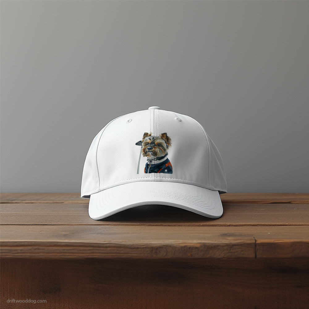 Yorkshire Terrier in Golf Mode Hat – Unique Dog-Themed Hats for Dog Lovers