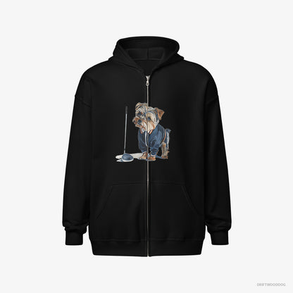 Yorkshire Terrier in the Golf Zone Black Hoodie