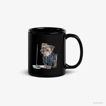 Yorkshire Terrier Mug – Unisex Black Mug Classic – in the Golf Zone (on White Background)