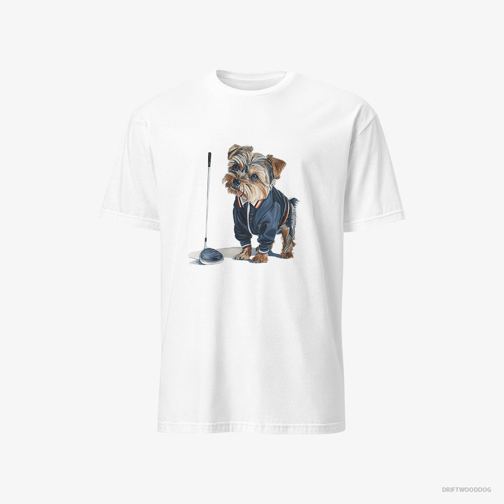 Yorkshire Terrier T-Shirt – Men White T-Shirt Classic – in the Golf Zone (on White Background)