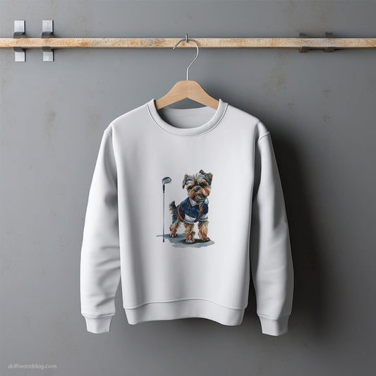 Yorkshire Terrier Ready for a Round of Golf Sweatshirt – Unisex Sweatshirt for Dog Lovers