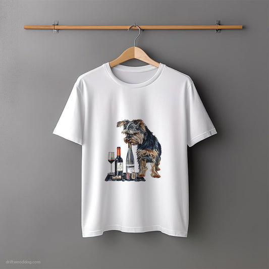 Yorkshire Terrier in Wine Tasting Mode T-Shirt – Unisex Tee for Dog Lovers