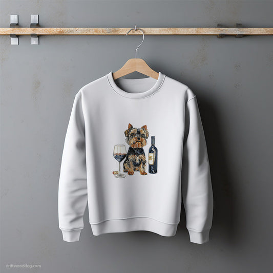 Yorkshire Terrier Celebrating with Wine Sweatshirt – Unisex Sweatshirt for Dog Lovers