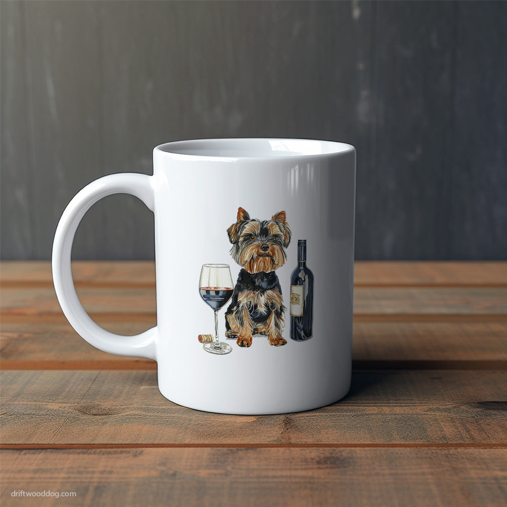 Yorkshire Terrier Celebrating with Wine Mug – Cute Dog-Themed Mugs | Perfect Gifts for Dog Lovers