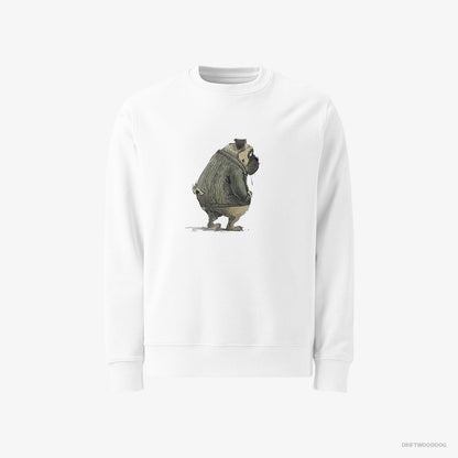 Pug Being Sad White Sweatshirt