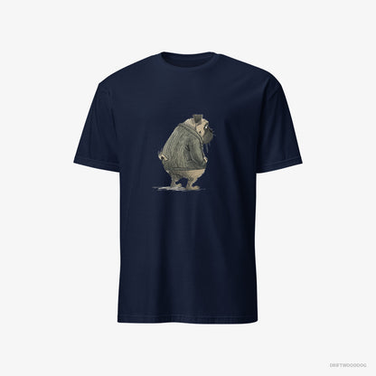 Pug T-Shirt – Men Navy T-Shirt Classic – Being Sad (on White Background)