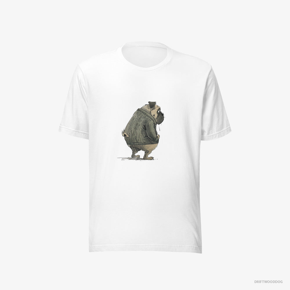 Pug T-Shirt – Men White T-Shirt Eco-Friendly – Being Sad (on White Background)