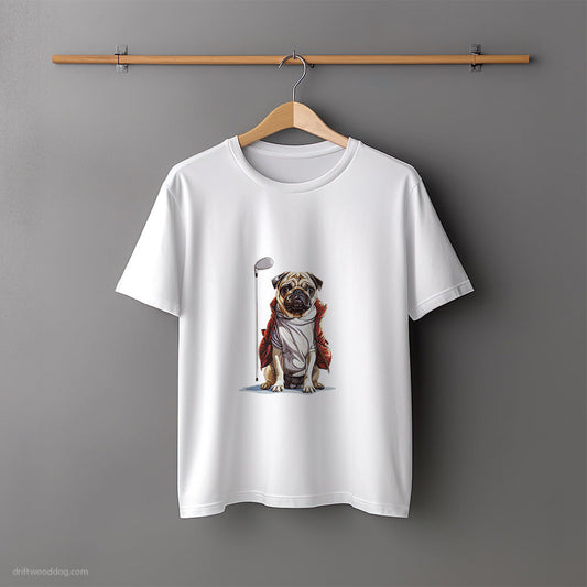 Pug with Golf on the Mind T-Shirt – Unisex Tee for Dog Lovers