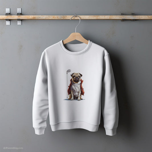 Pug with Golf on the Mind Sweatshirt – Unisex Sweatshirt for Dog Lovers