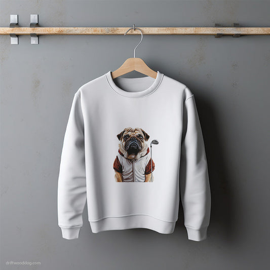 Pug Ready for the Golf Tournament Sweatshirt – Unisex Sweatshirt for Dog Lovers