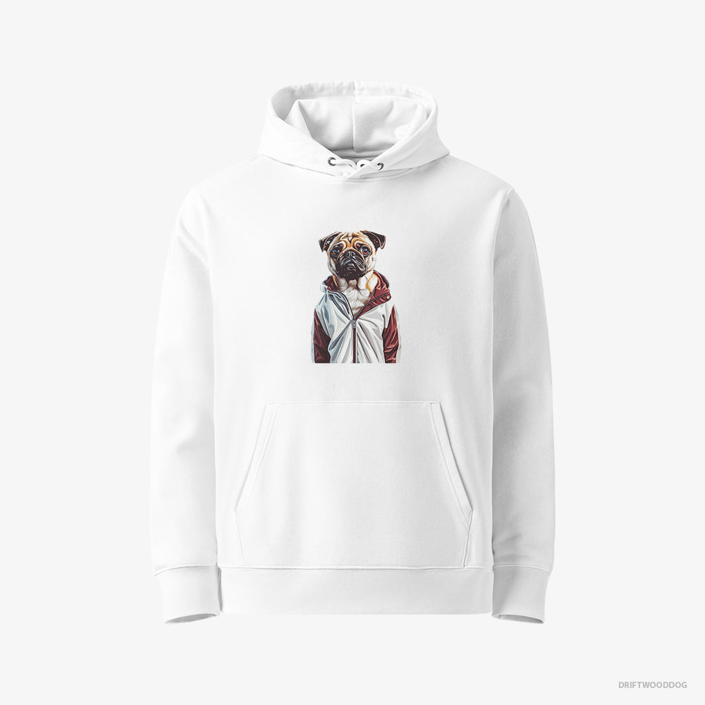 Pug Hoodie – Men White Hoodie Eco-Friendly – Ready to Hit the Gym (on White Background)