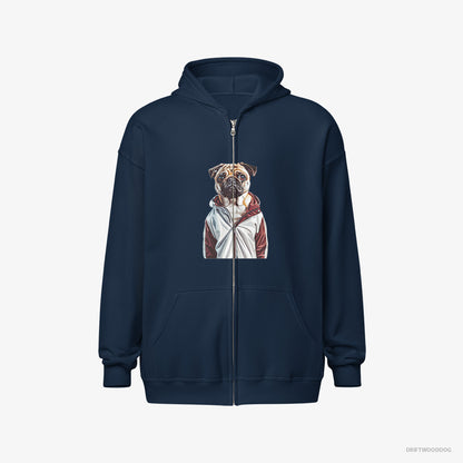 Pug Ready to Hit the Gym Navy Hoodie