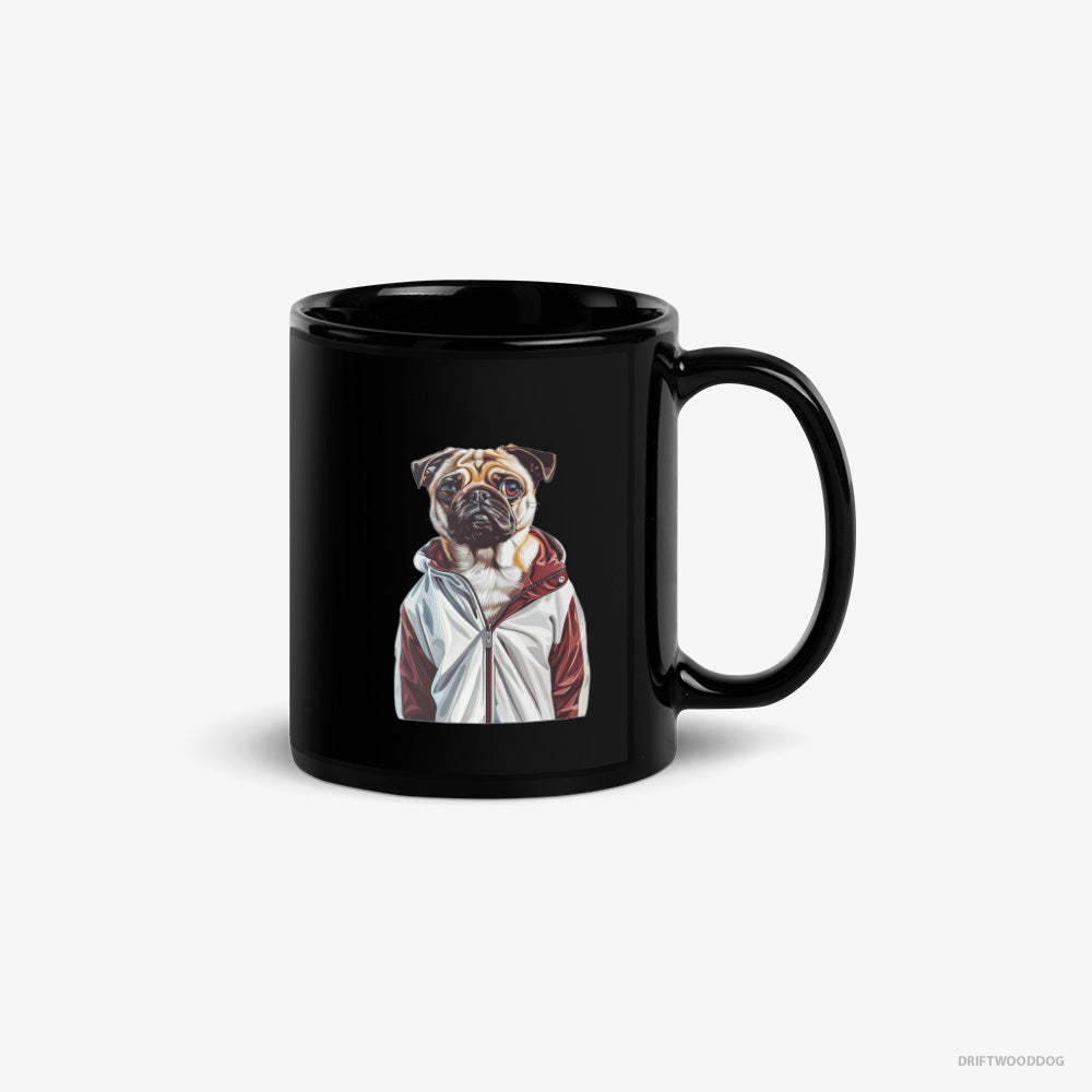 Pug Mug – Unisex Black Mug Classic – Ready to Hit the Gym (on White Background)