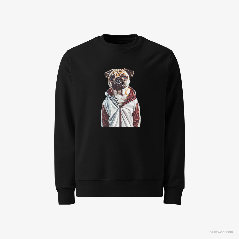 Pug Sweatshirt – Men Black Sweatshirt Classic – Ready to Hit the Gym (on White Background)