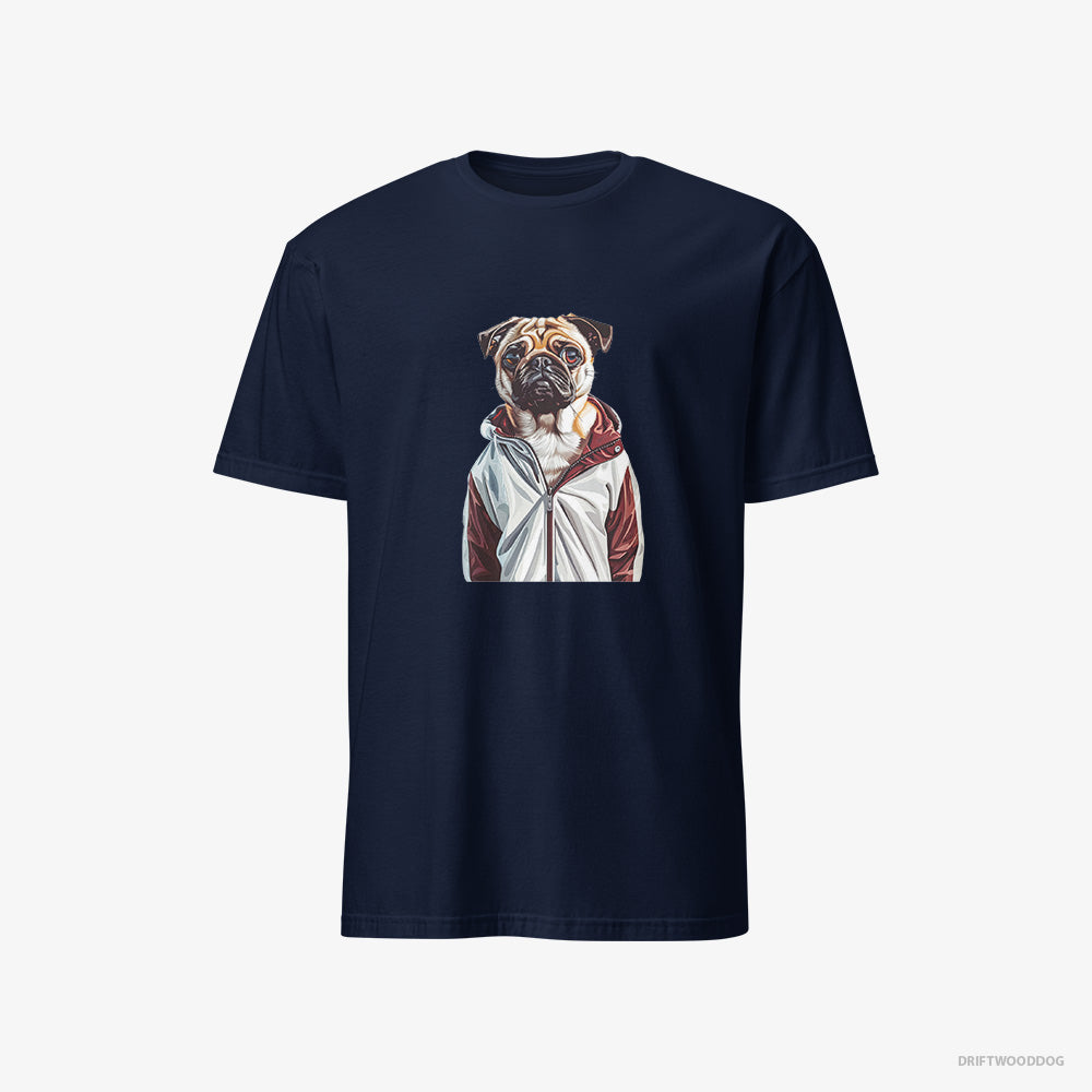 Pug T-Shirt – Men Navy T-Shirt Classic – Ready to Hit the Gym (on White Background)