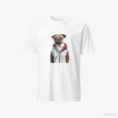 Pug T-Shirt – Men White T-Shirt Classic – Ready to Hit the Gym (on White Background)