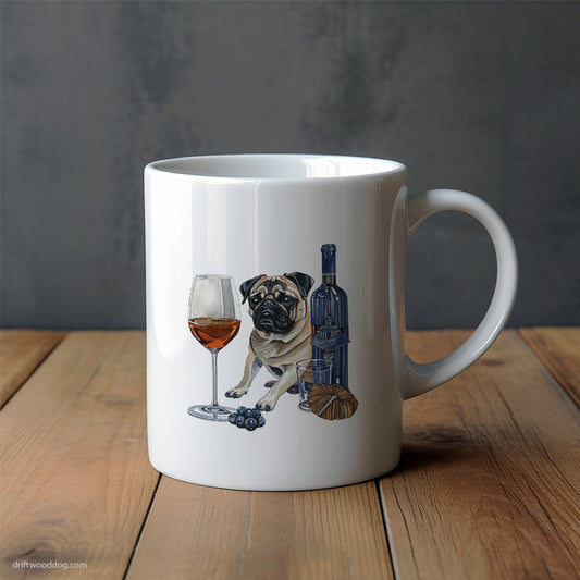 Pug Enjoying a Glass of Chardonnay Mug – Unique Dog Cups | Dog-Themed Mugs