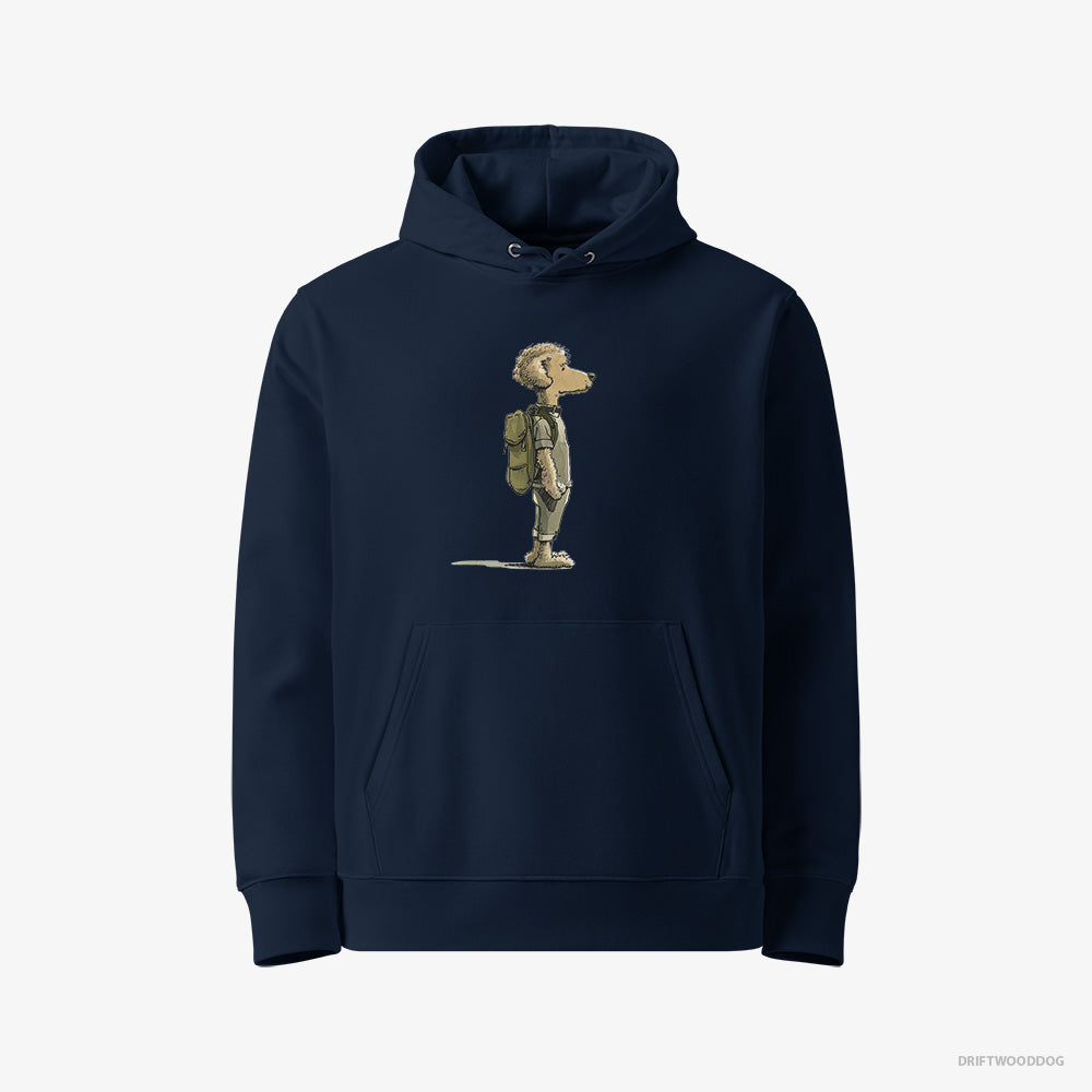 Poodle Hiking with a Backpack – Women's Hoodie Navy Eco – Eco-Friendly