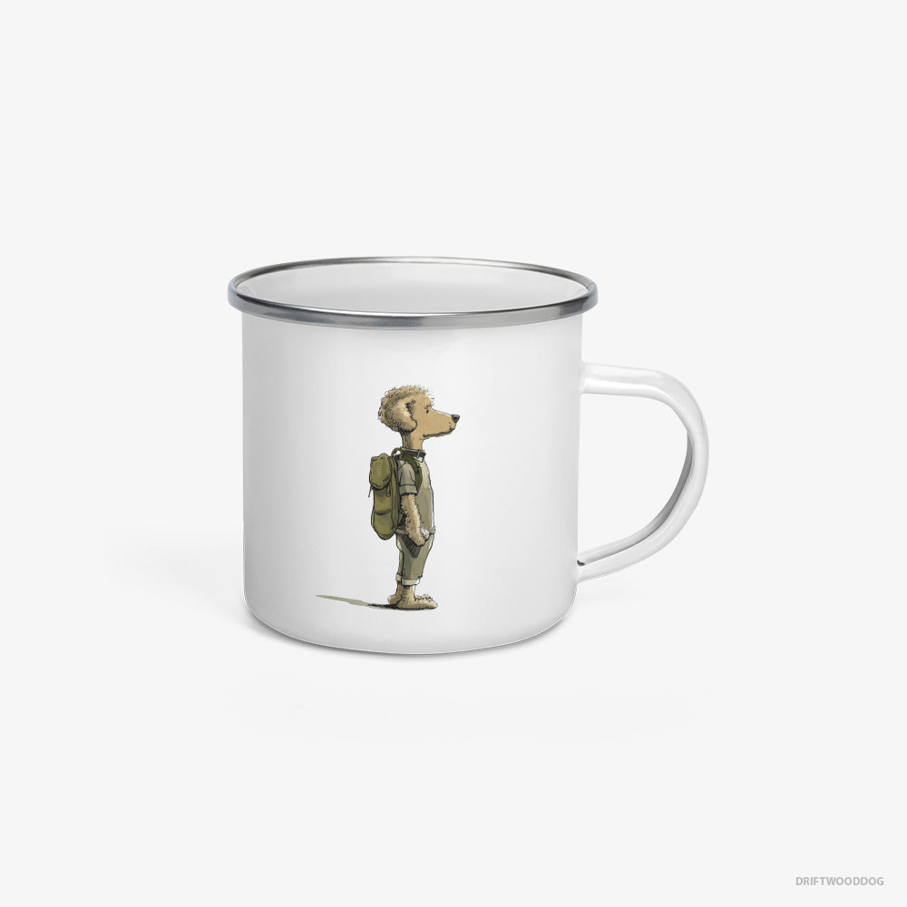 Poodle Hiking with a Backpack Enamel Mug