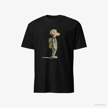 Poodle Hiking with a Backpack Black T-Shirt