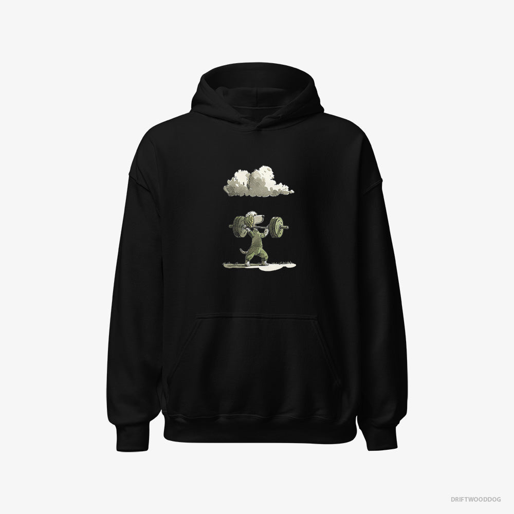 Poodle Hoodie – Men Black Hoodie Classic – Powerlifting Champion (on White Background)